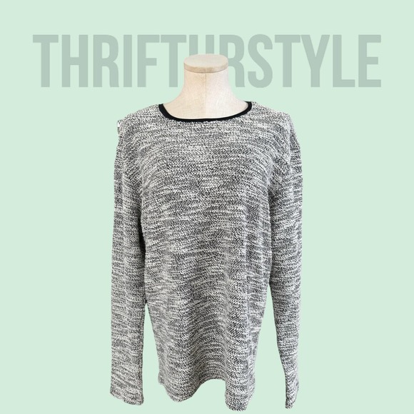 7 Diamonds Tops - 7Diamonds Fit Burgos Knit Sweater Crewneck Long Sleeve Gray Black Pattern